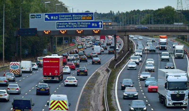 Heavy traffic on M6 Motorway stock photo